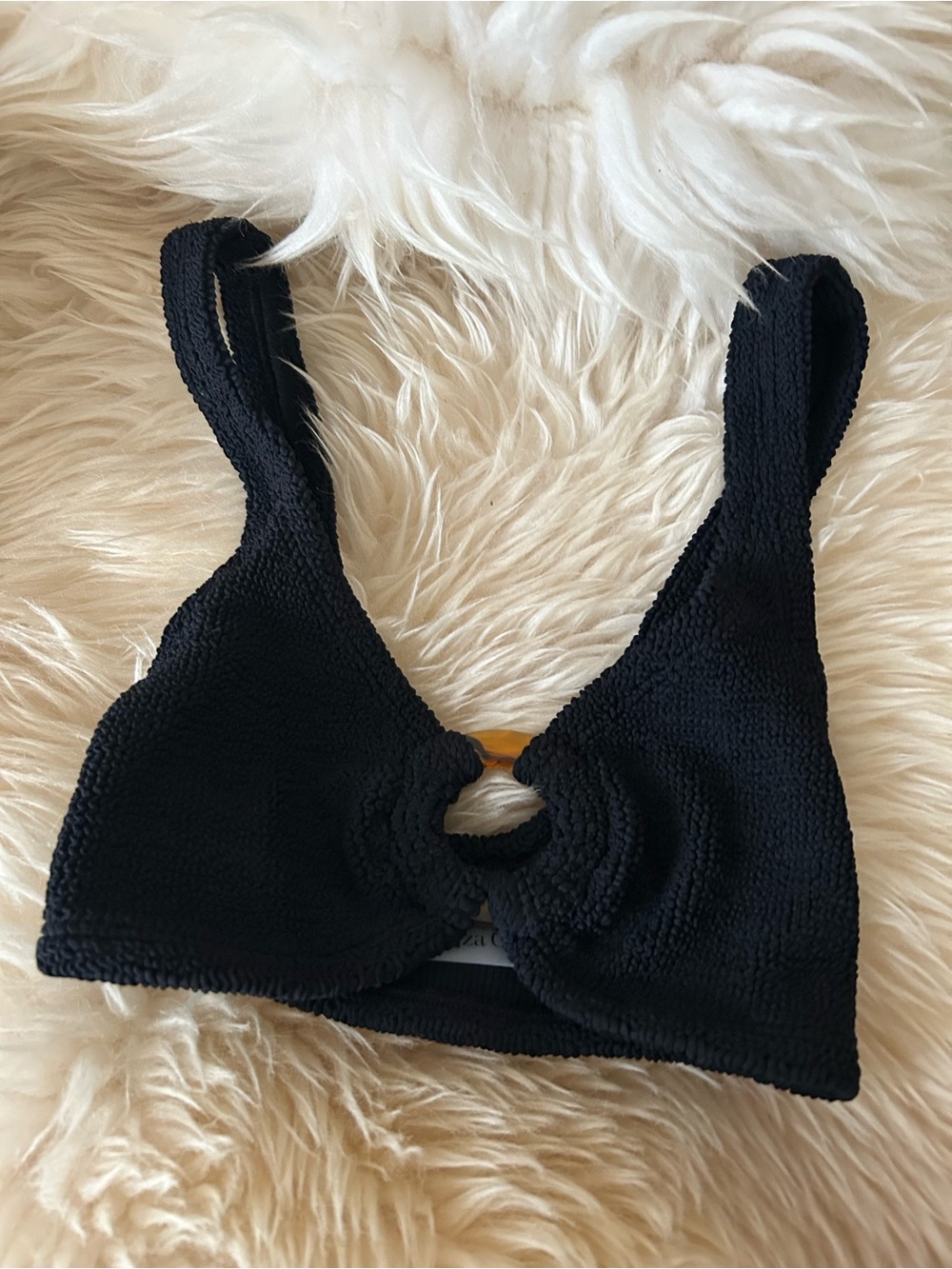🔥Current season! Hunza G Nadine G ring crinkle bikini top one size black